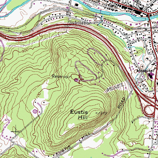 Topographic Map of Mount Eustis Reservoir, NH