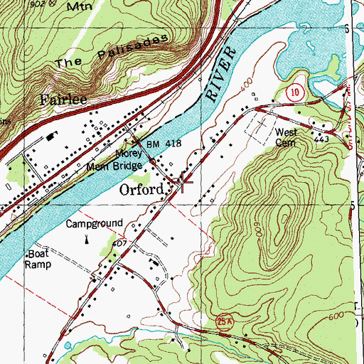 Topographic Map of Orford Street Historic District, NH