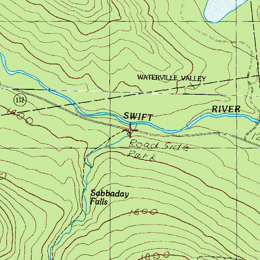 Topographic Map of Sabbaday Falls Picnic Area, NH