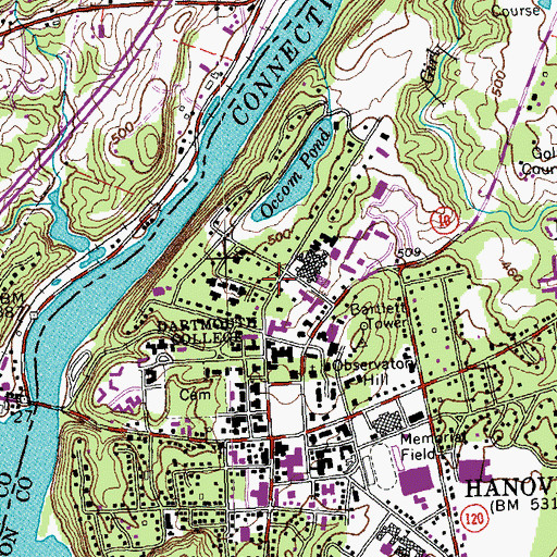 Topographic Map of Webster College, NH