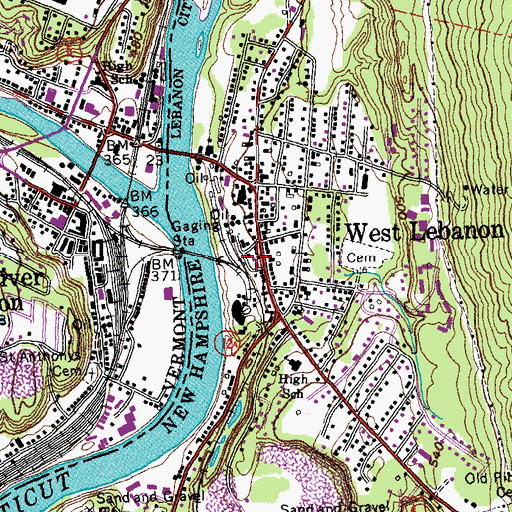 Topographic Map of West Lebanon Library, NH