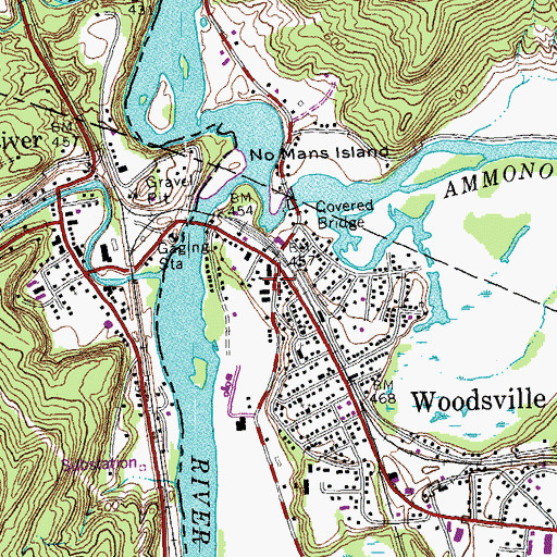 Topographic Map of Woodsville Post Office, NH