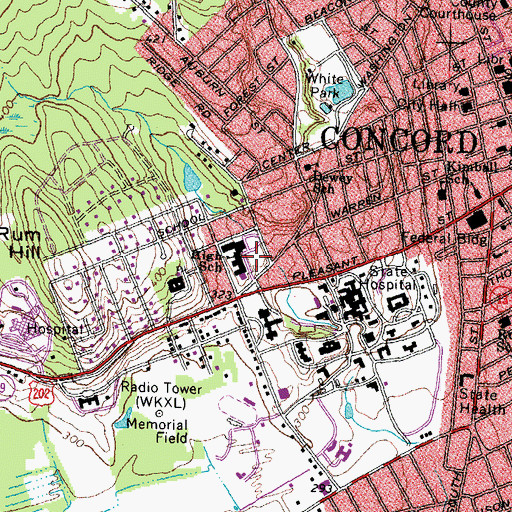 Topographic Map of Concord High School, NH