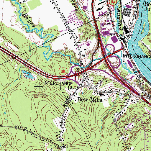 Topographic Map of Interchange 1A, NH
