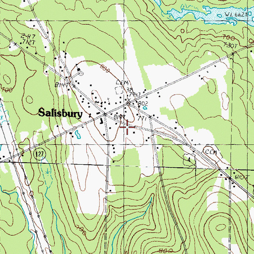 Topographic Map of Salisbury Post Office, NH