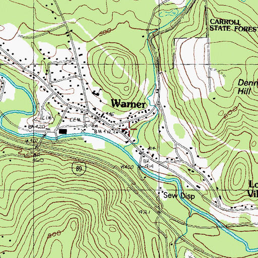 Topographic Map of United Church of Warner, NH