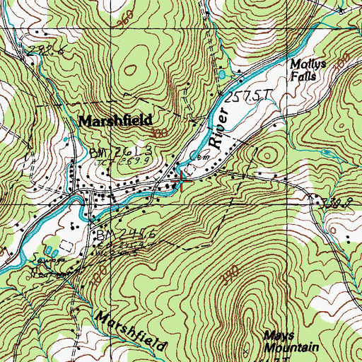 Topographic Map of Marshfield Post Office, VT