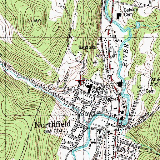 Topographic Map of Northfield Elementary School, VT