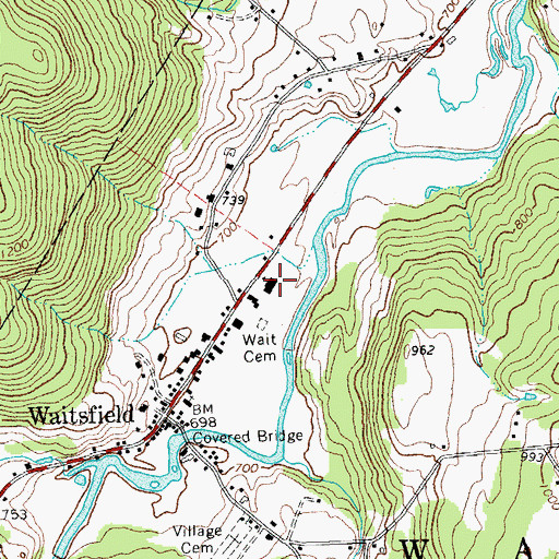 Topographic Map of Waitsfield Elementary School, VT