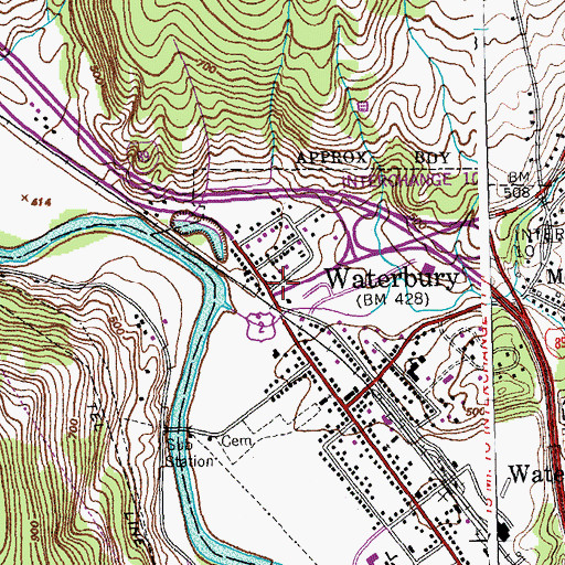 Topographic Map of Waterbury Post Office, VT