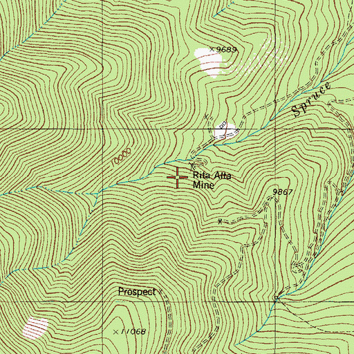 Topographic Map of Rito Alta Mine, CO