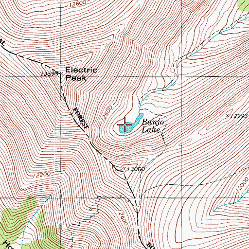 Topographic Map of Banjo Lake, CO