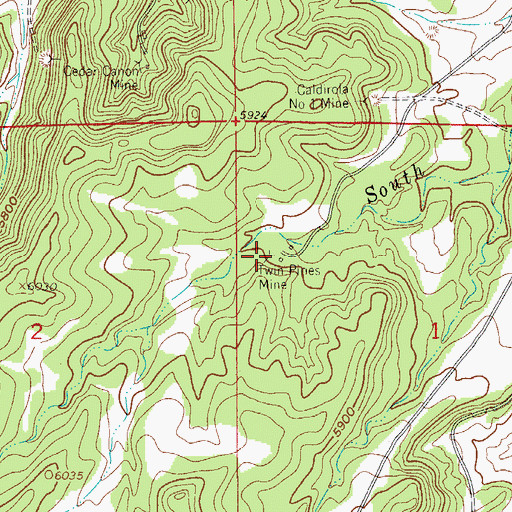 Topographic Map of Twin Pines Mine, CO