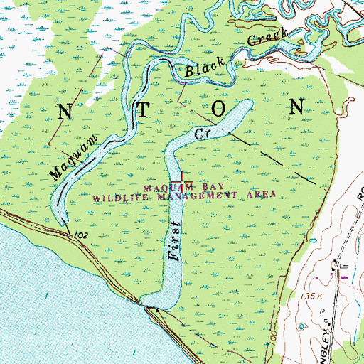 Topographic Map of Maquam Bay Wildlife Management Area, VT