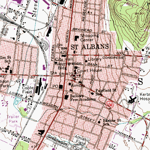 Topographic Map of Saint Albans Historical Museum, VT