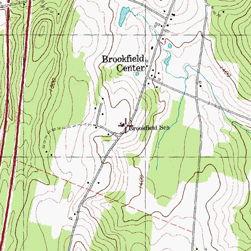Topographic Map of Brookfield Elementary School, VT