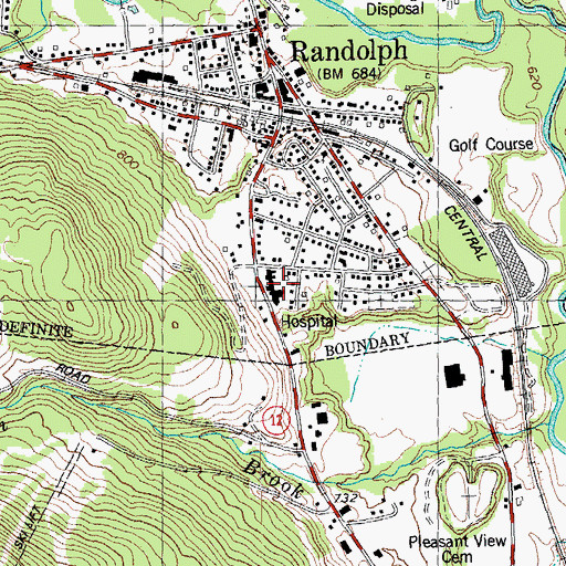 Topographic Map of Gifford Memorial Hospital Health Information Center, VT