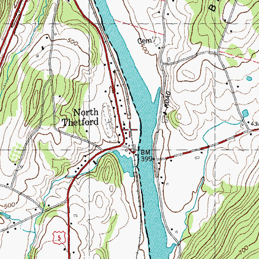 Topographic Map of North Thetford Post Office, VT