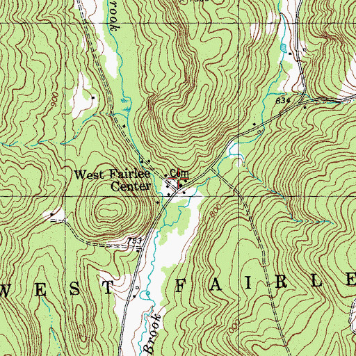 Topographic Map of West Fairlee Center Cemetery, VT