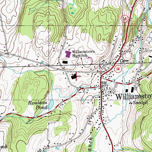 Topographic Map of Williamstown Elementary School, VT
