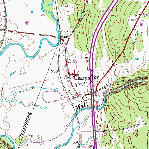 Topographic Map of Clarendon Congregational Church, VT