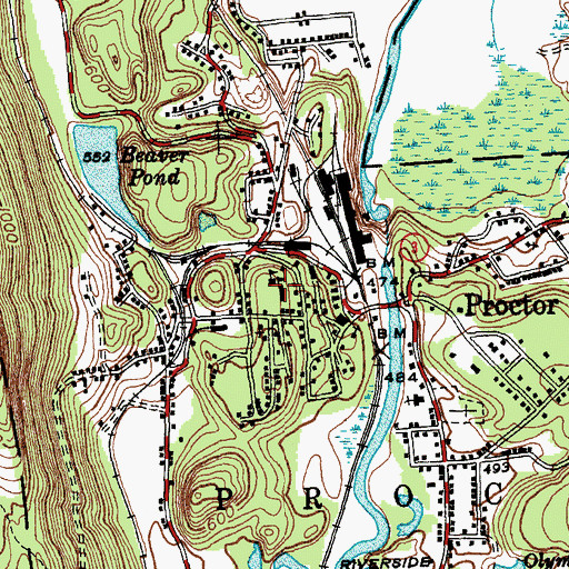 Topographic Map of Proctor Elementary School, VT