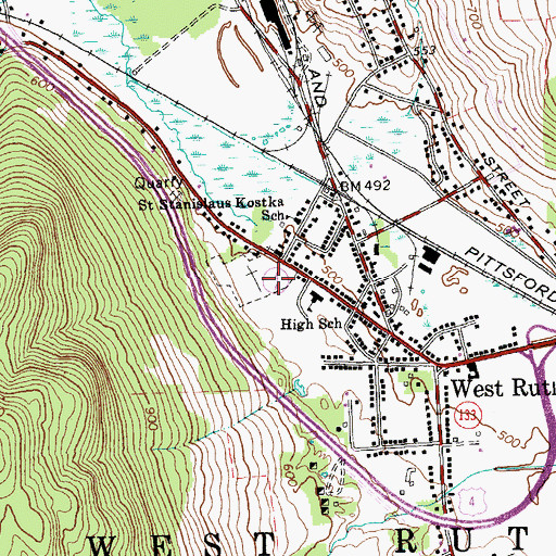 Topographic Map of Sacred Heart Cemetery, VT