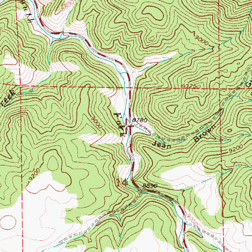 Topographic Map of Jean Brown Gulch, CO