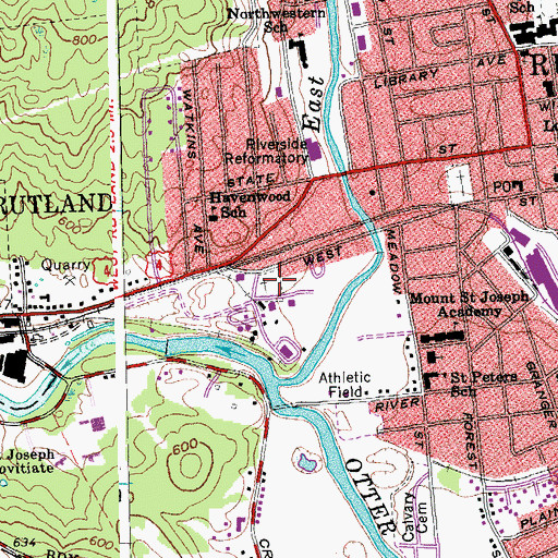 Topographic Map of West Street Cemetery, VT