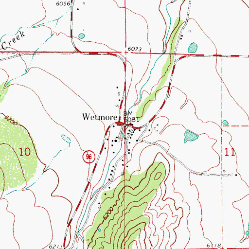 Topographic Map of Wetmore, CO