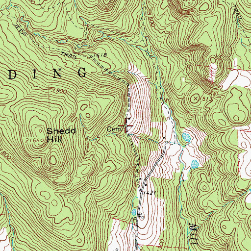 Topographic Map of Shedd Cemetery, VT