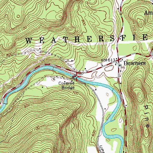 Topographic Map of Upper Falls Covered Bridge, VT