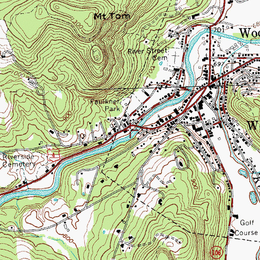 Topographic Map of Woodstock Town Hall, VT