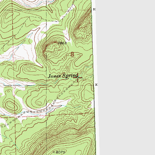 Topographic Map of Jones Spring, NM
