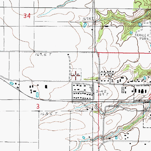 Topographic Map of West Lawn Cemetery, IL