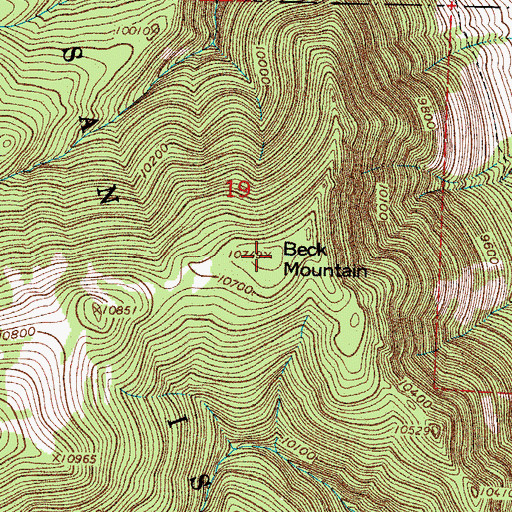 Topographic Map of Beck Mountain, CO