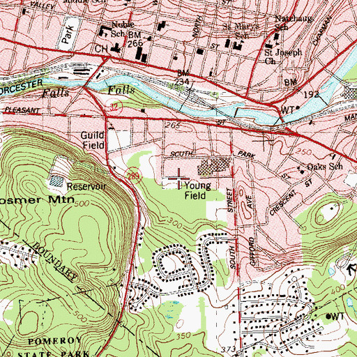 Topographic Map of Young Field, CT