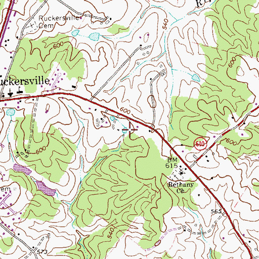 Topographic Map of Ruckersville District, VA
