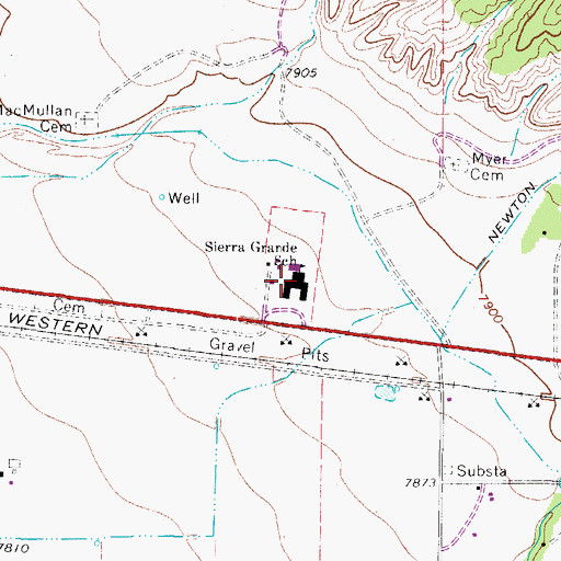 Topographic Map of Sierra Grande School, CO