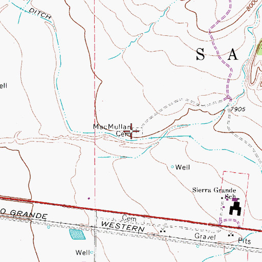Topographic Map of Mac Mullan Cemetery, CO