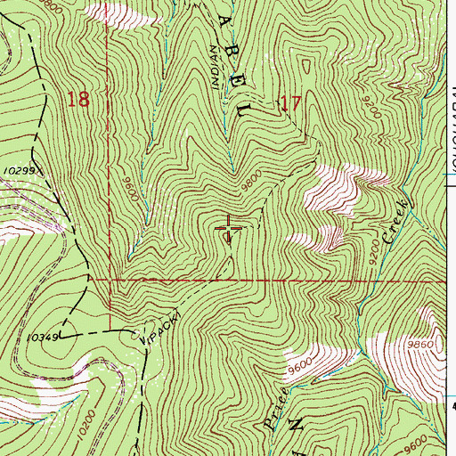 Topographic Map of Indian Creek Trail, CO