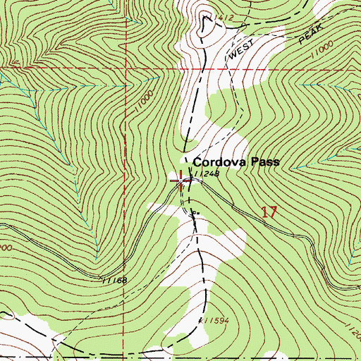 Topographic Map of Cordova Pass, CO