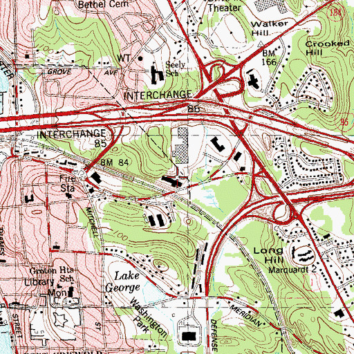 Topographic Map of Bridge Plaza Shopping Center, CT