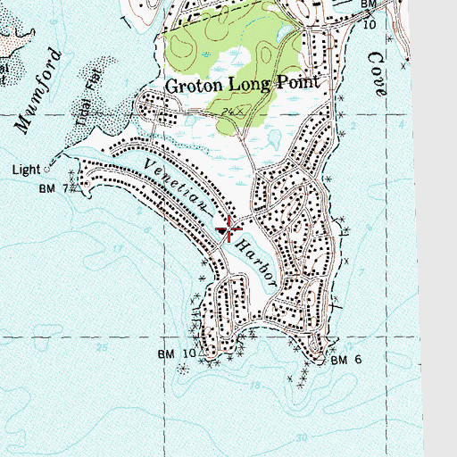 Topographic Map of Groton Long Point Post Office, CT