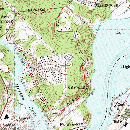 Topographic Map of Massapeag Neck, CT
