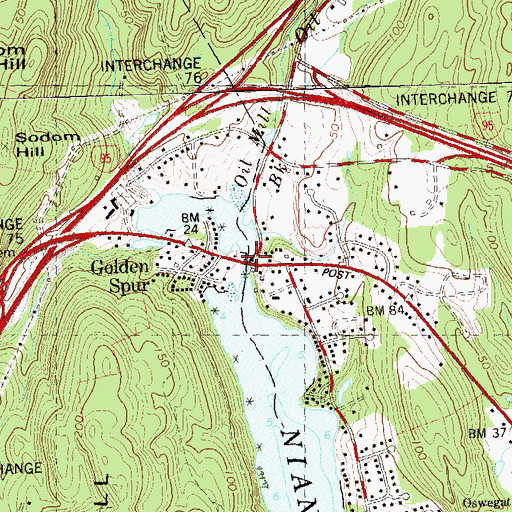 Topographic Map of Straightsbridge, CT