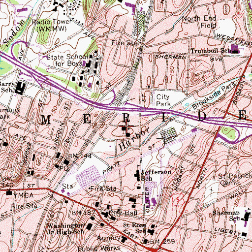 Topographic Map of Saint Laurent Roman Catholic Church, CT