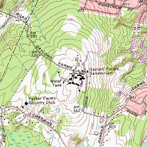 Topographic Map of Cook Hill, CT