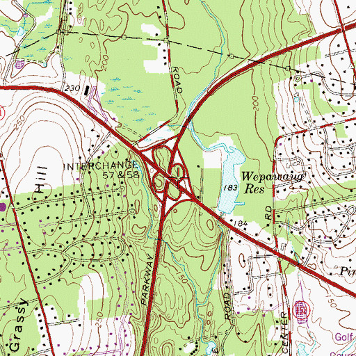 Topographic Map of Interchange 57, CT