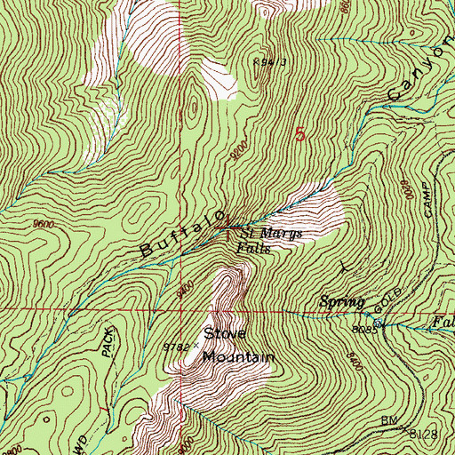 Topographic Map of Saint Marys Falls, CO
